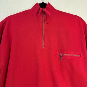 Two Dog Island Red Half-Zip Pullover Oversize Sweatshirt Size Small Sporty Prep